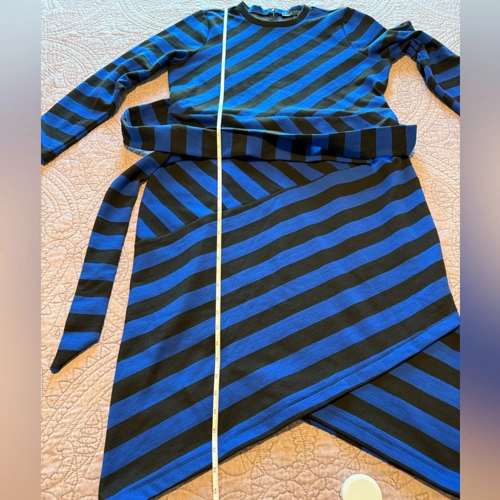 Eloquii Blue and Black Striped Long Sleeve Dress - Picture 6 of 15